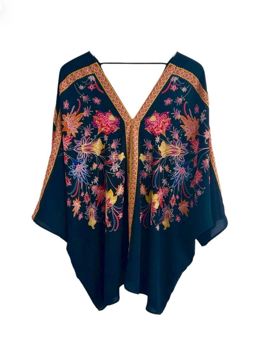 EUC- ROSE & OLIVE Floral Dolman Sleeve Top